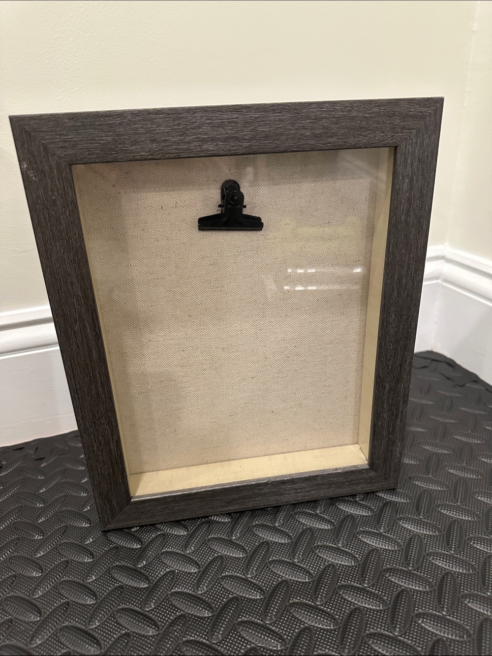 Shadow Box floating Frame w/ Display Clip 9x11 approx dark gray wood finish